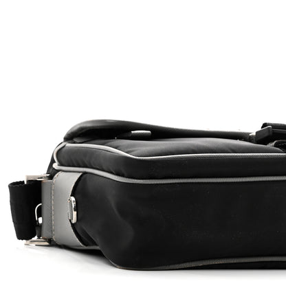 Prada Tessuto Nylon Saffiano Pocket Single Snap Buckle Messenger Flap Bag Black Bleuette Marmo 8 of 9