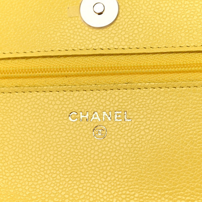 Chanel Caviar Quilted Wallet on Chain WOC Yellow 6 of 11