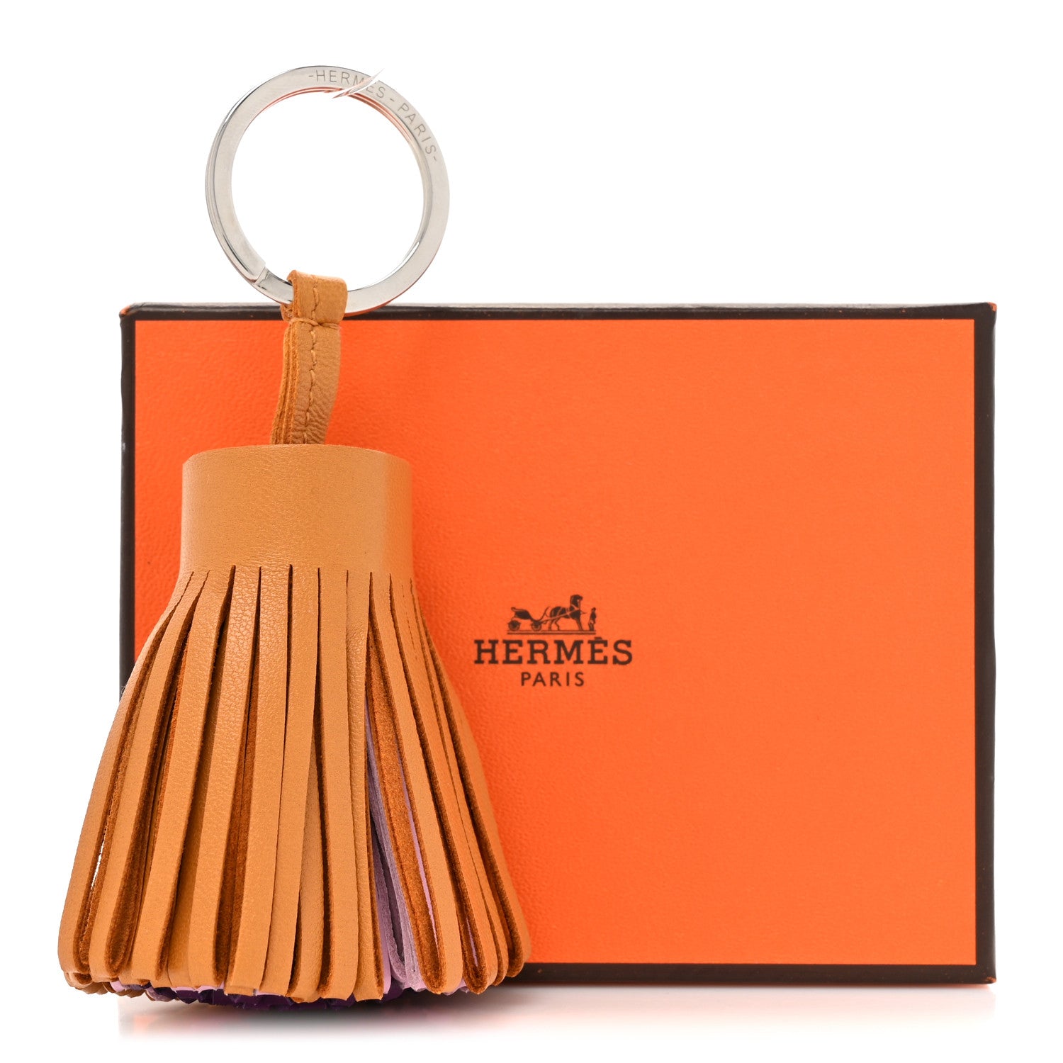 Hermes Lambskin Tri-Color Carmen Tassel Key Holder Sesame Mauve Sylvestre 5 of 5