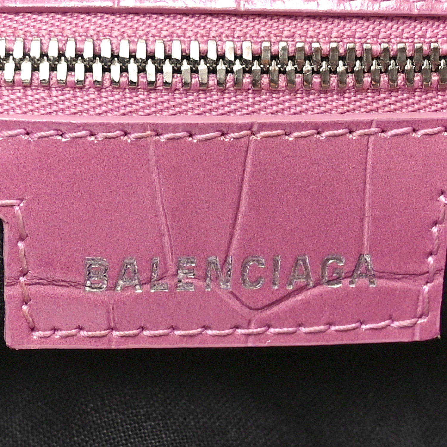 Balenciaga Metallic Extra Supple Calfskin Crystal Crocodile Embossed Small Le Cagole Shoulder Bag Pink 7 of 11