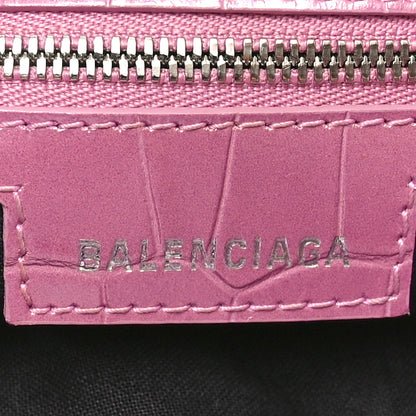 Balenciaga Metallic Extra Supple Calfskin Crystal Crocodile Embossed Small Le Cagole Shoulder Bag Pink 7 of 11
