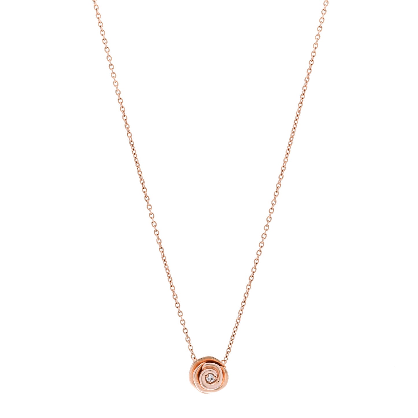 18K Rose Gold Diamond Small Rose Couture Necklace
