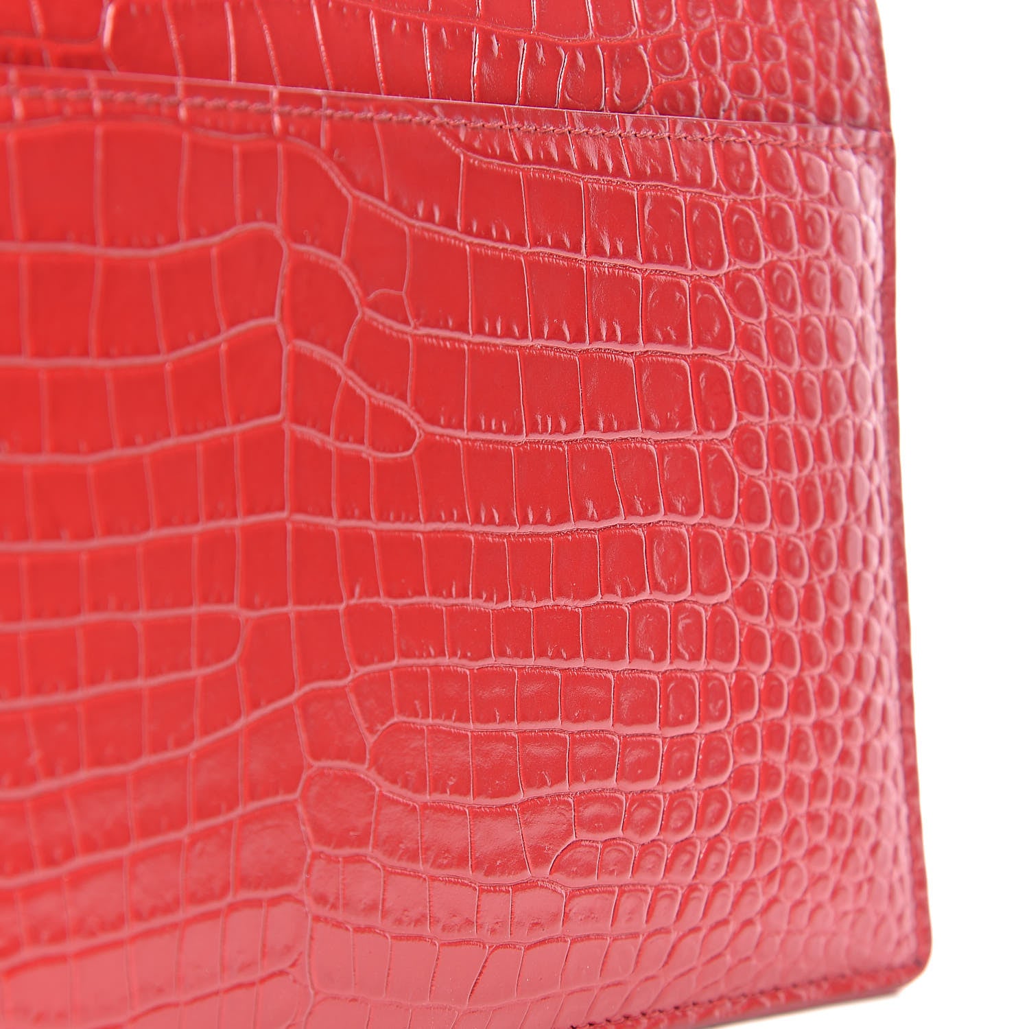 Saint Laurent Calfskin Crocodile Embossed Medium Monogram Sunset Rouge Eros 8 of 12