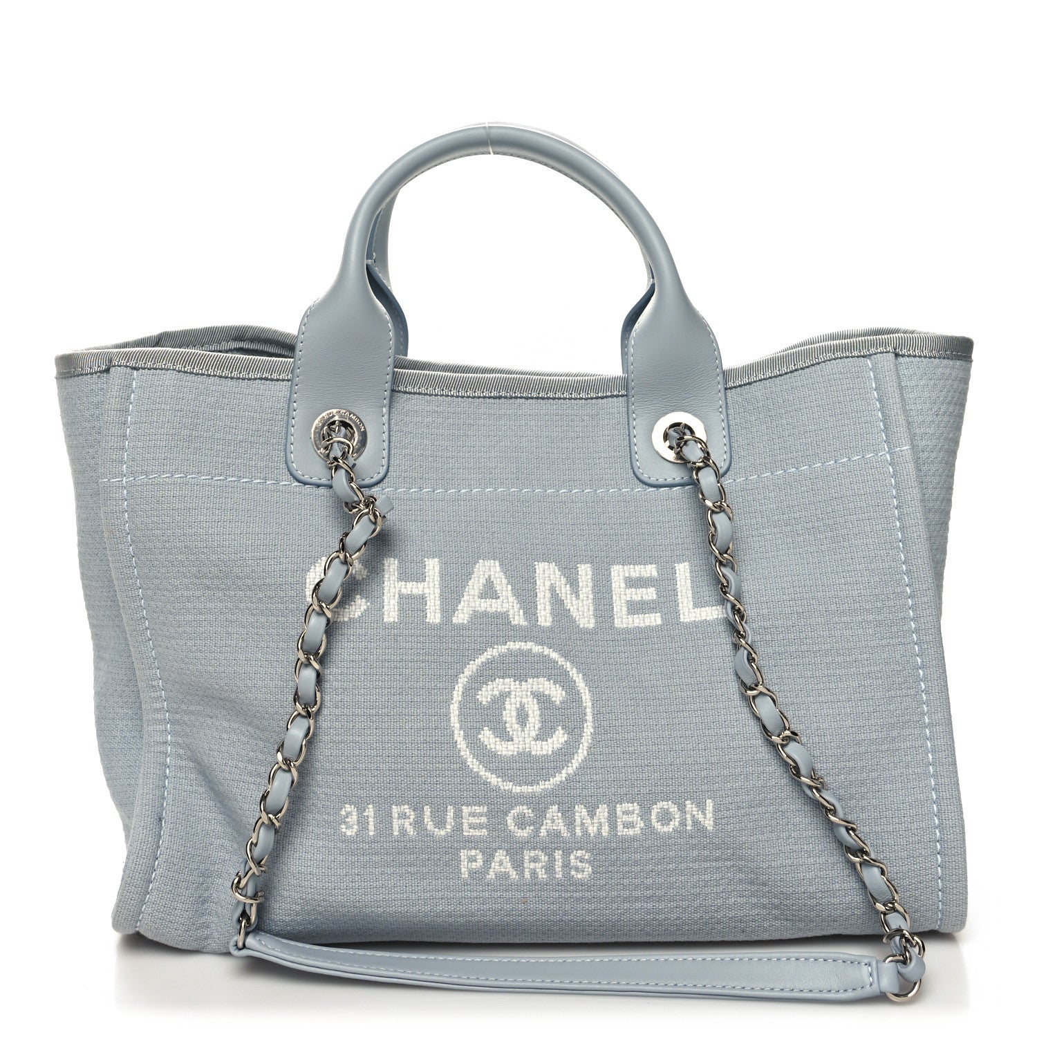 Chanel Mixed Fibers Medium Deauville Tote Light Blue 3 of 12