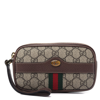 Gucci GG Supreme Monogram Ophidia Phone Case Wristlet Brown 1 of 6