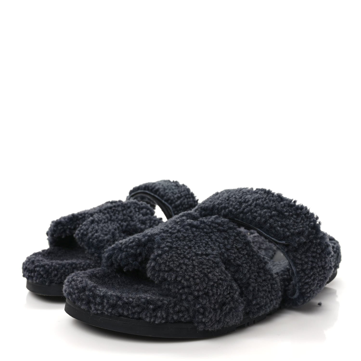 Hermes Woolskin Mens Chypre Sandals 43 Gris Chine 3 of 8