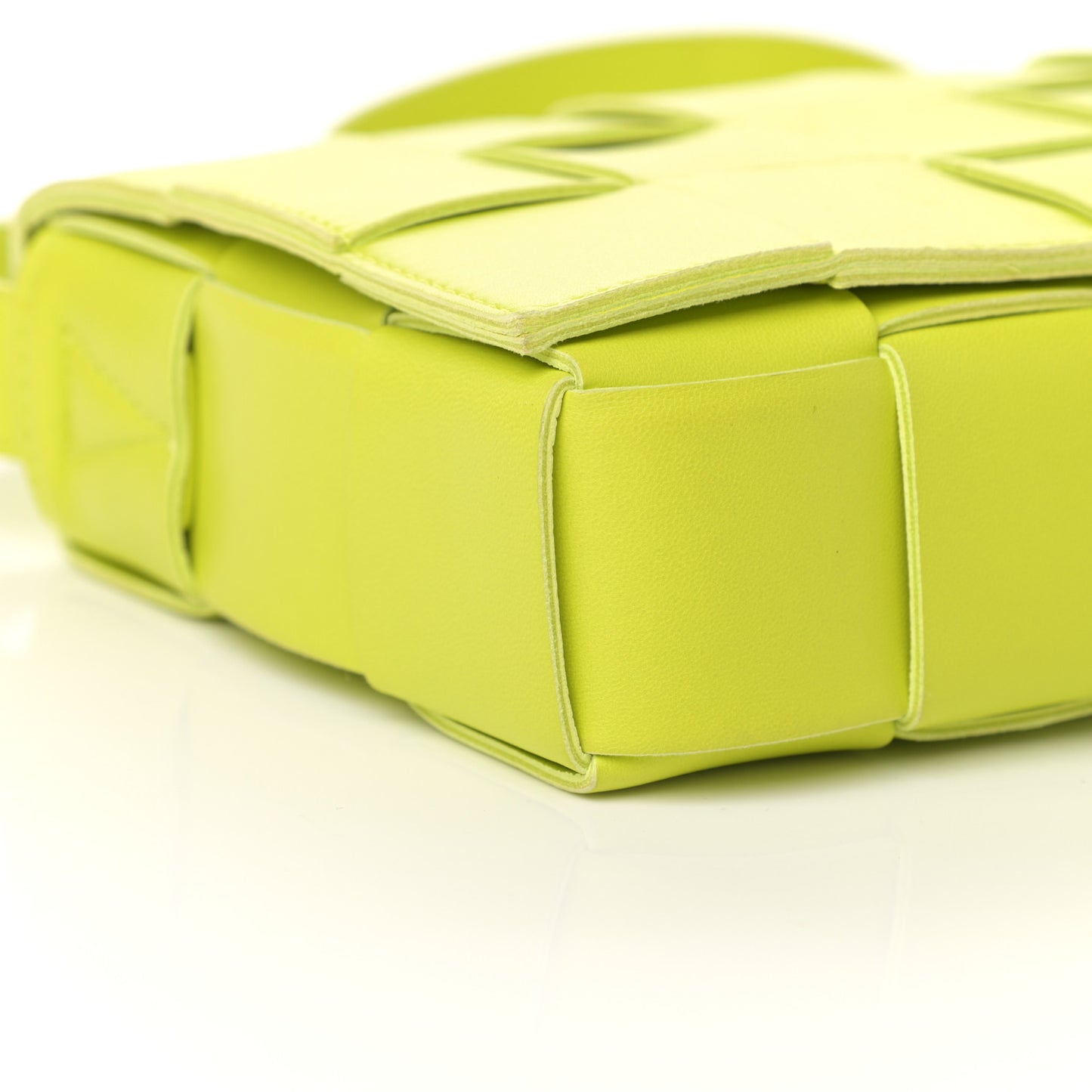 Lambskin Maxi Intrecciato Cassette Crossbody Bag Acid Kiwi