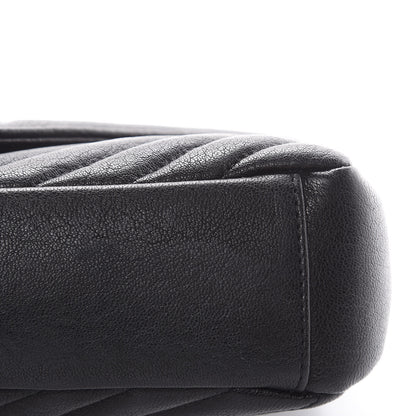 Saint Laurent Sheepskin Matelasse Chevron Monogram Monochrome Medium College Bag Black 13 of 14