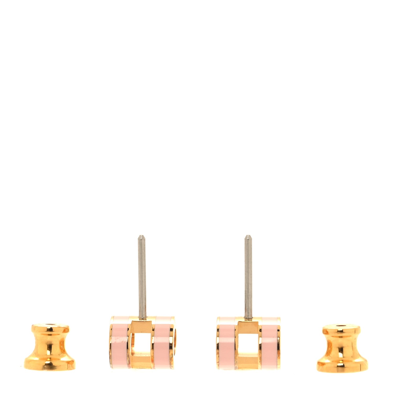 Hermes Gold Lacquered Mini Pop H Earrings Mauve Sylvestre 3 of 6