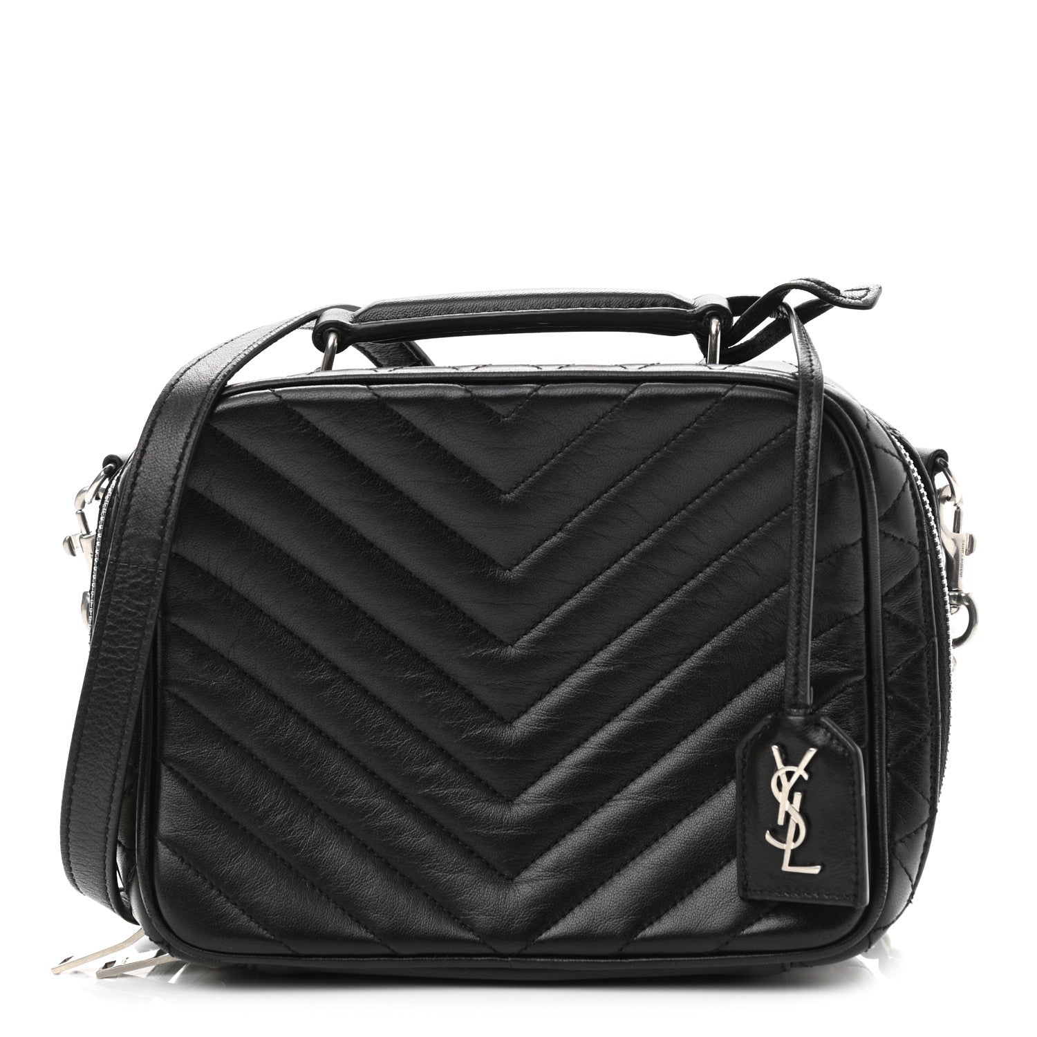 Saint Laurent Lambskin Matelasse Chevron Lunchbox Bag Black 1 of 9