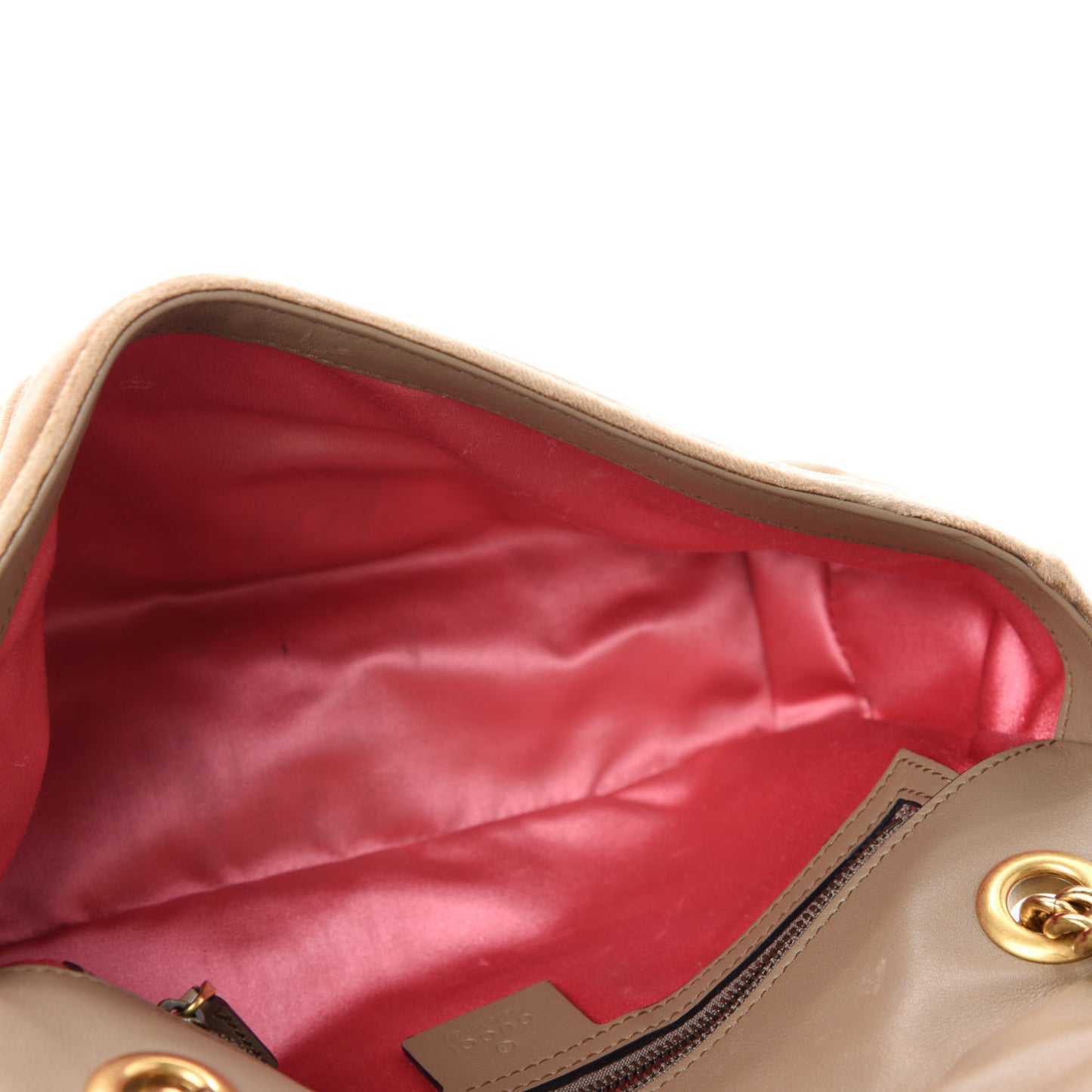 Velvet Matelasse Small GG Marmont Shoulder Bag Taupe