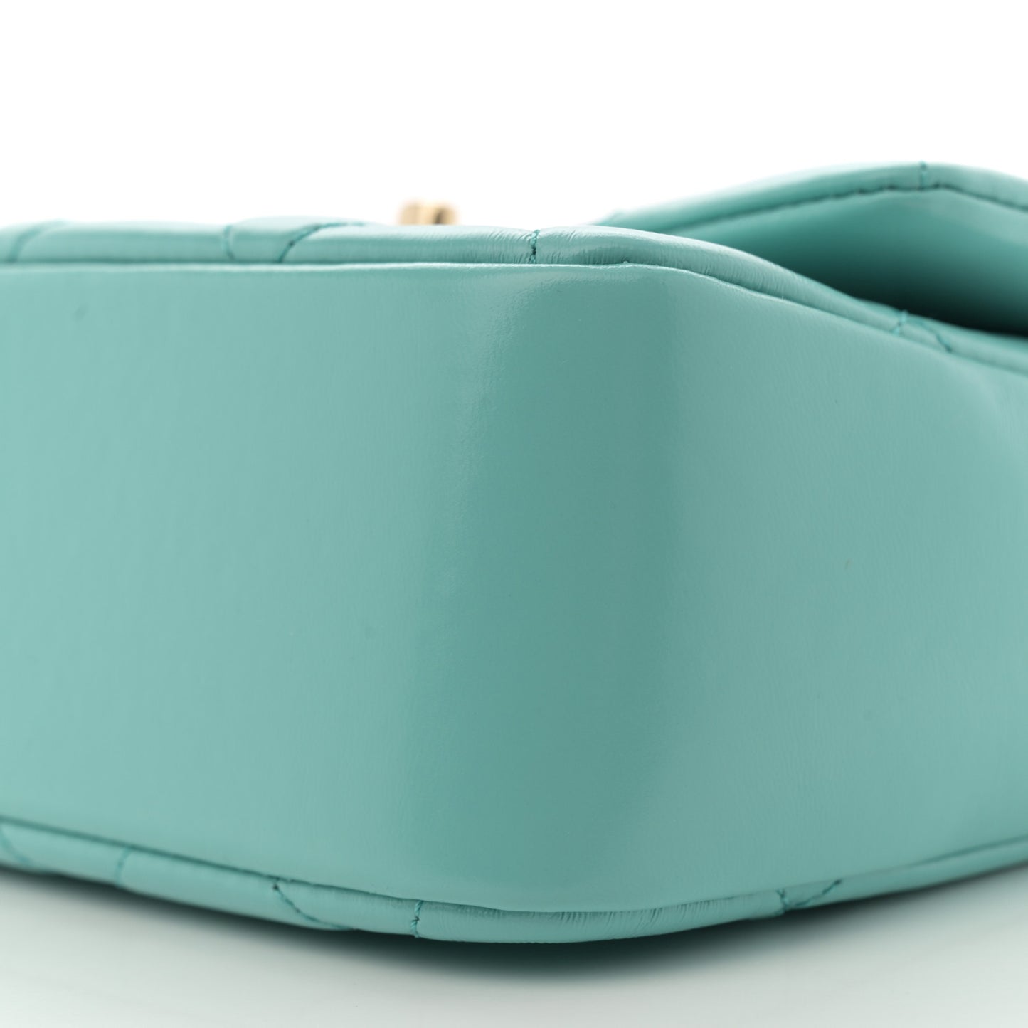 Shiny Lambskin Quilted Mini Coco Trip Flap Bag Turquoise