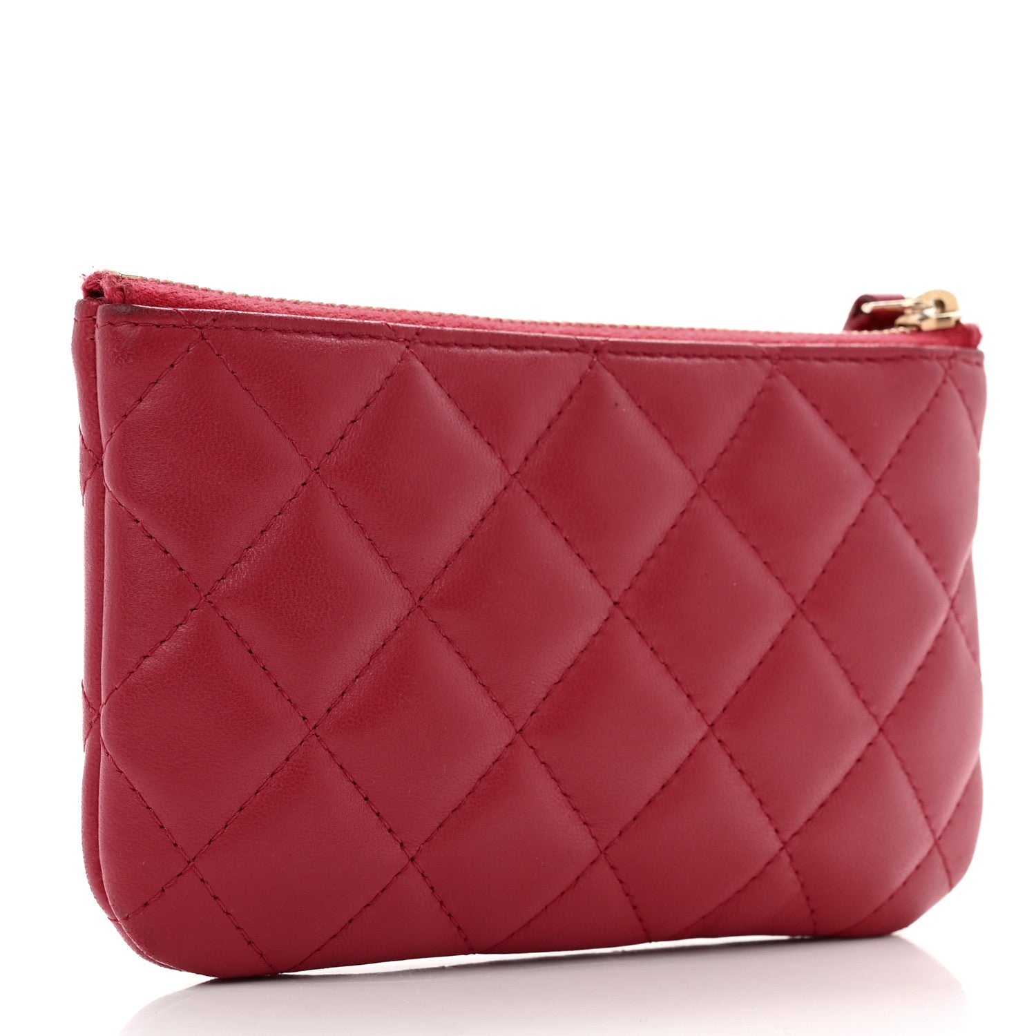 Chanel Lambskin Quilted Small Cosmetic Case Red 3 of 7