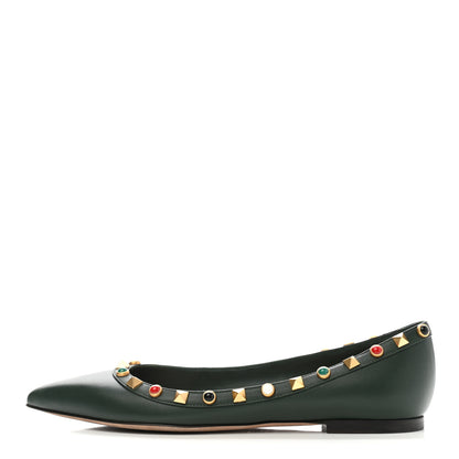 Valentino Garavani Nappa Rockstud Rolling Ballerina Flats 36 Black 1 of 10