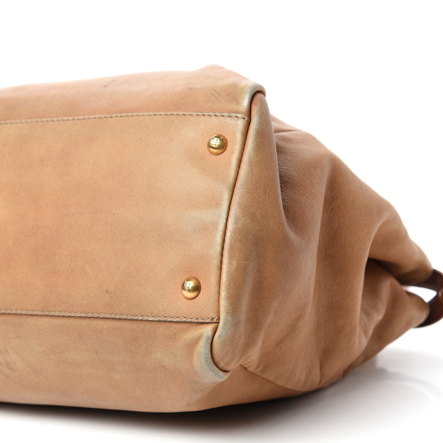 Vitello Saddle Denim Large Peekaboo Iconic Satchel Brown