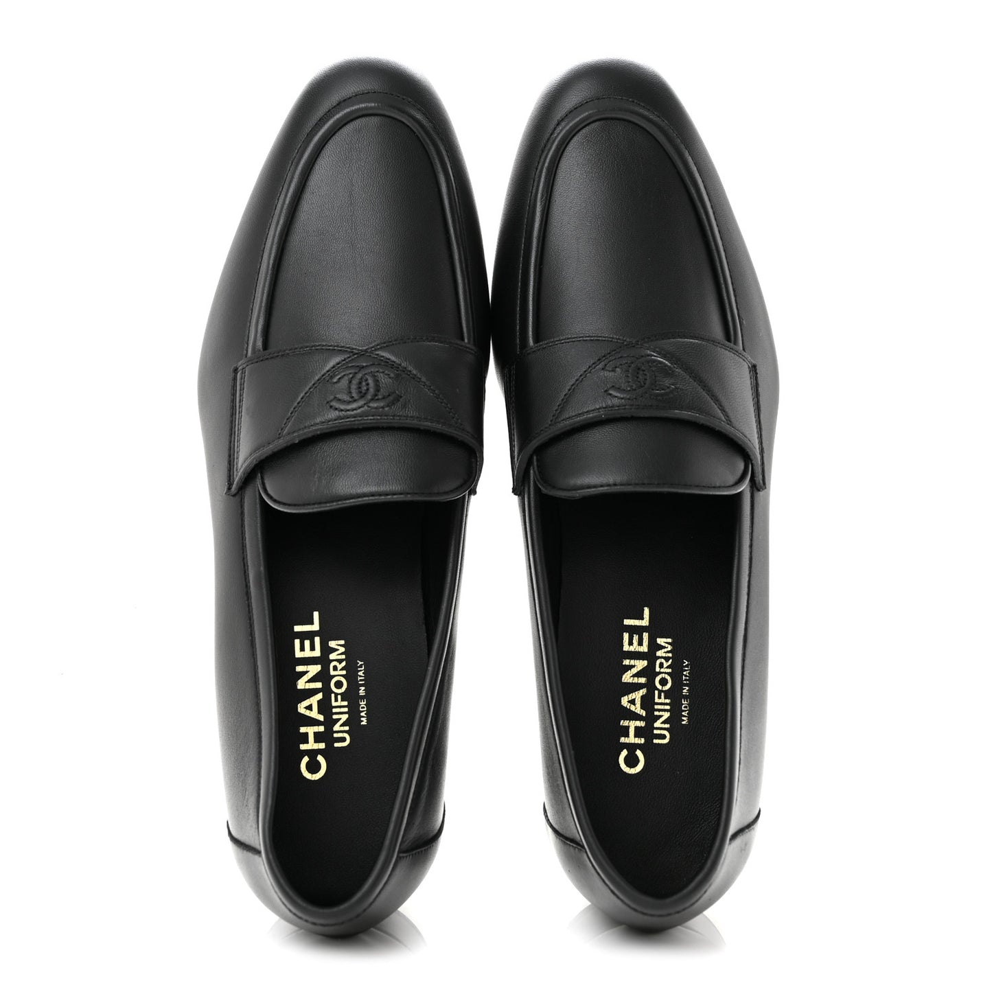 Lambskin Mens Stitched CC Loafers 42 Black