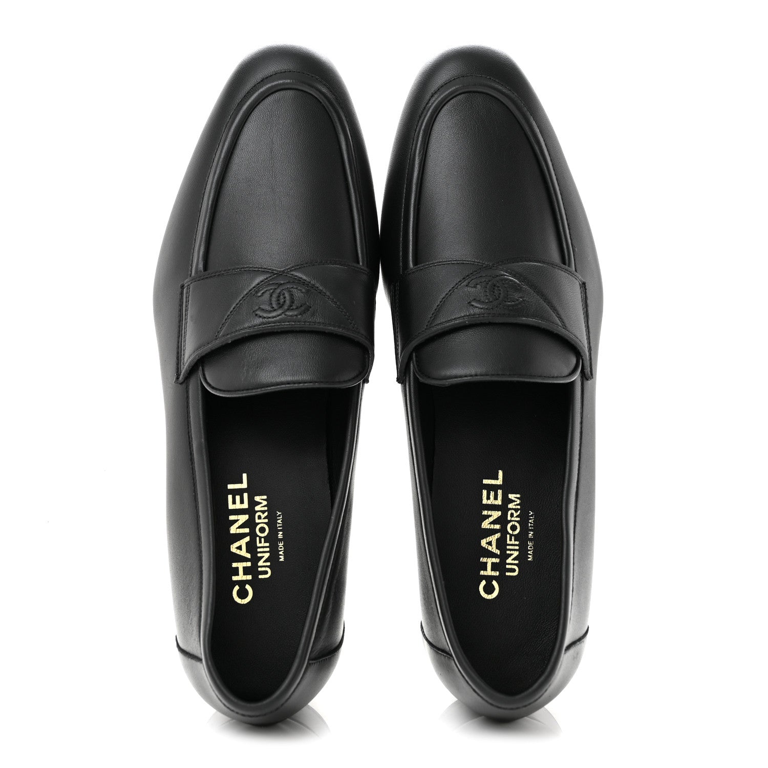 Chanel Lambskin Mens Stitched CC Loafers 42 Black 2 of 9