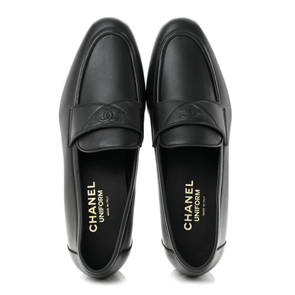 Chanel Lambskin Mens Stitched CC Loafers 42 Black 2 of 9