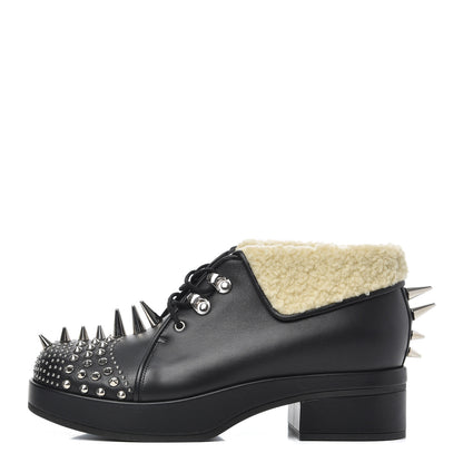 Gucci Calfskin Faux Shearling Studded Victor Ankle Boots 38 Black Mystic White 1 of 11