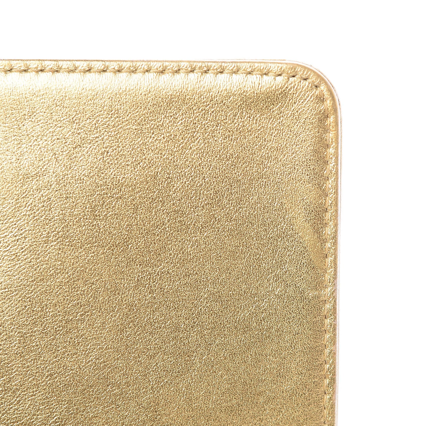 Metallic Lambskin Embossed Small Cube Boy Flap Gold