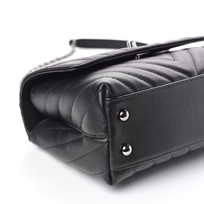 Chanel Caviar Chevron Quilted Mini Coco Handle Flap Black 8 of 12