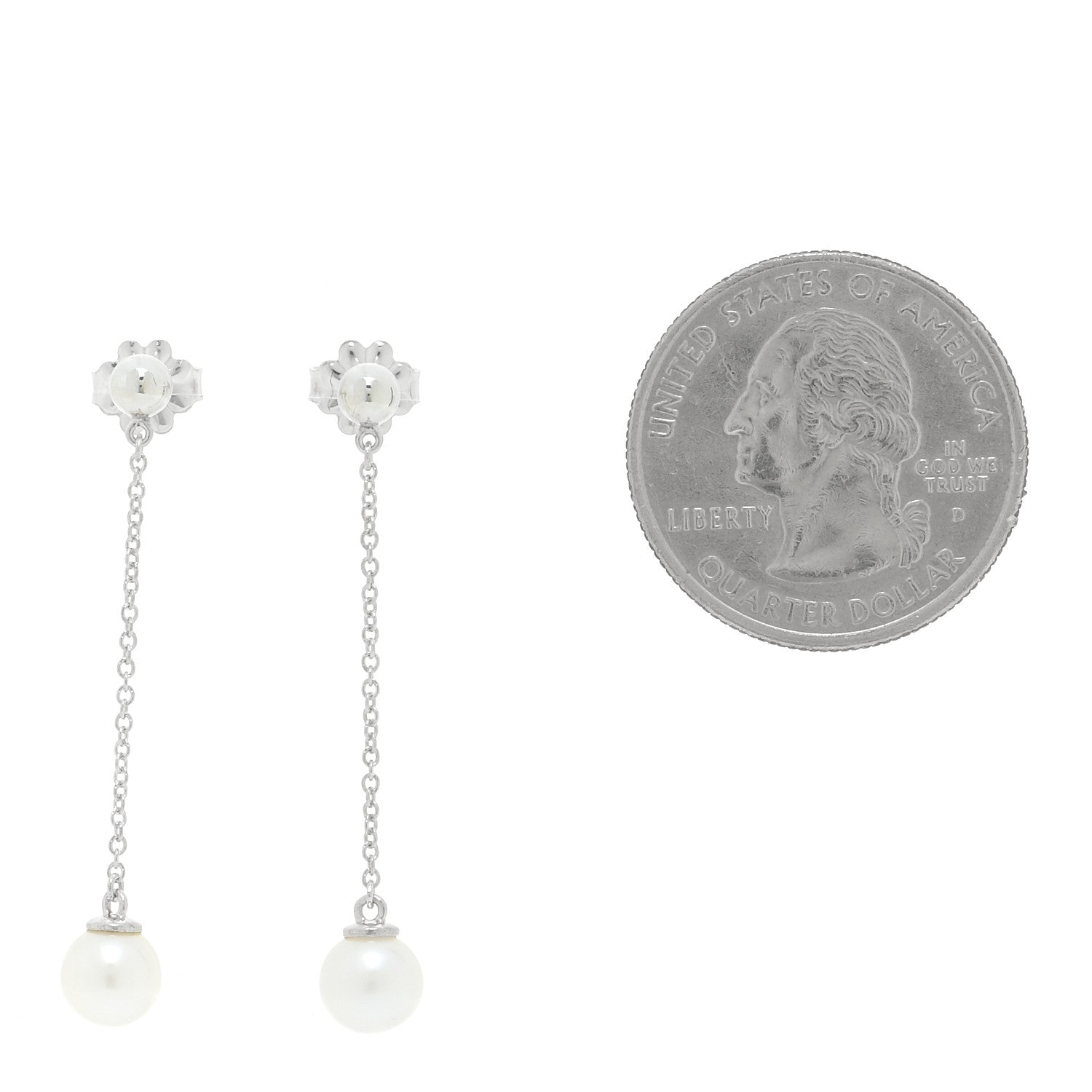 Tiffany Sterling Silver Pearl Ziegfeld Drop Earrings 2 of 5