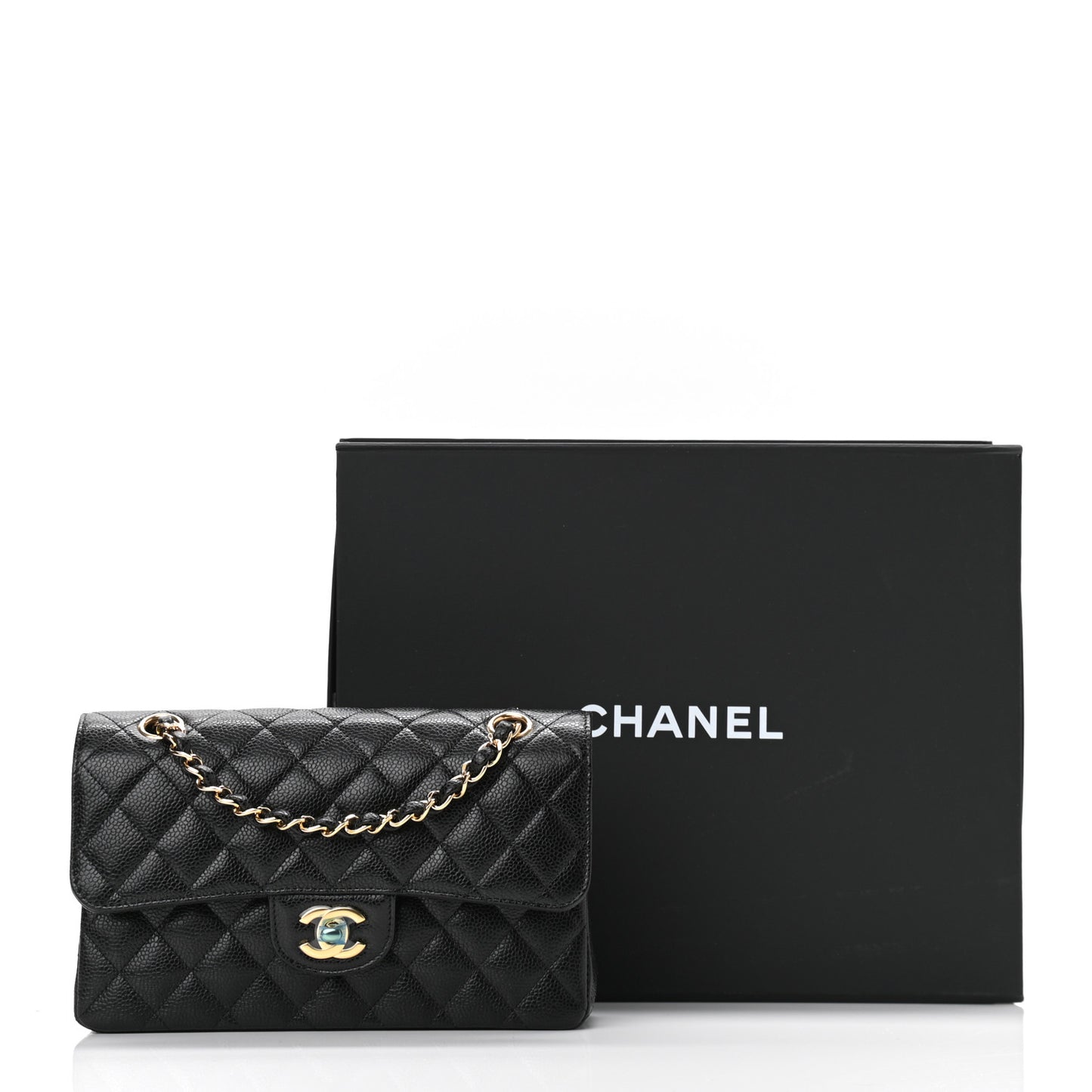 Caviar Quilted Small Double Flap Black