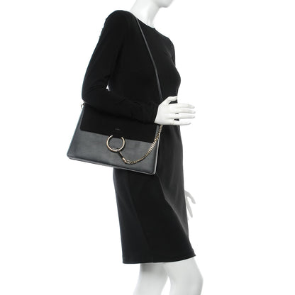 Chloe Suede Calfskin Medium Faye Shoulder Bag Black 2 of 8