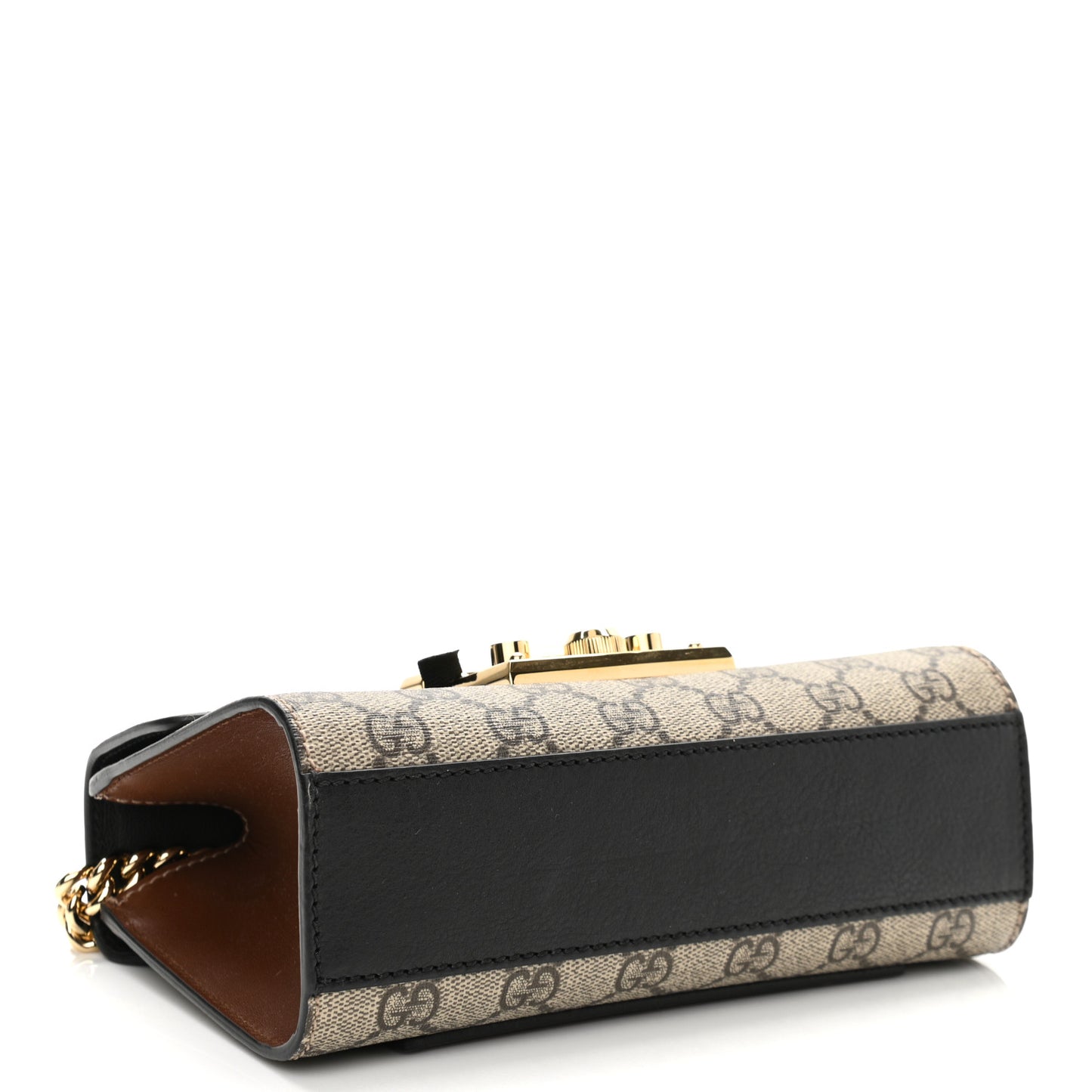 GG Supreme Monogram Calfskin Small Padlock Shoulder Bag Beige Black Cuir
