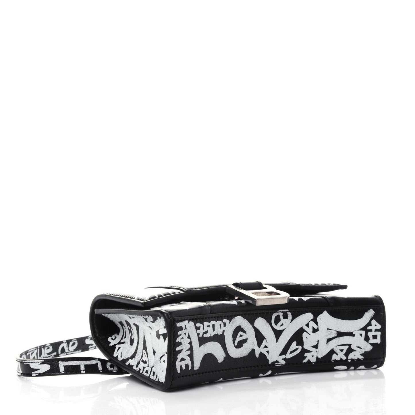 Calfskin Graffiti Hourglass Belt Bag Black