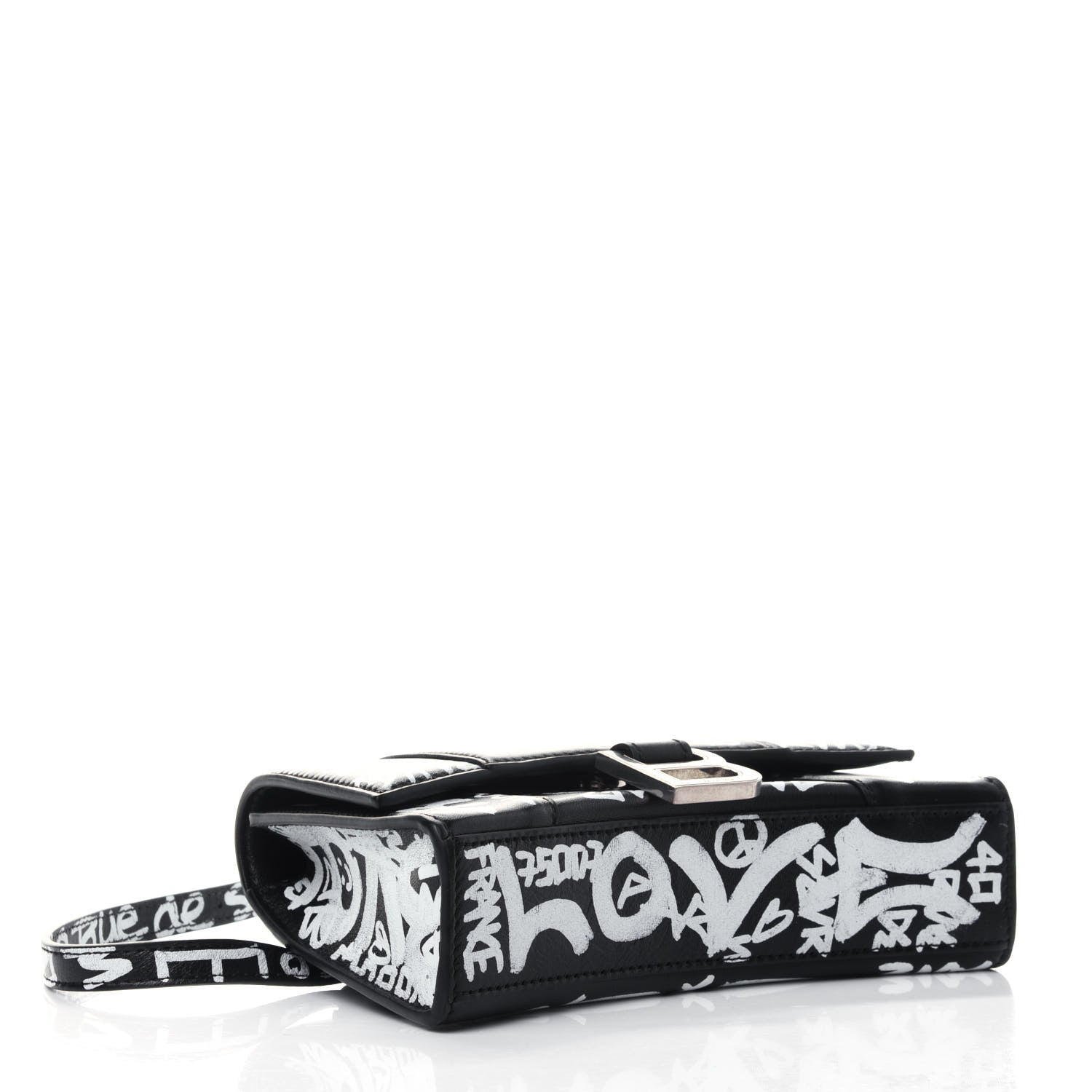 Balenciaga Calfskin Graffiti Hourglass Belt Bag Black 3 of 4