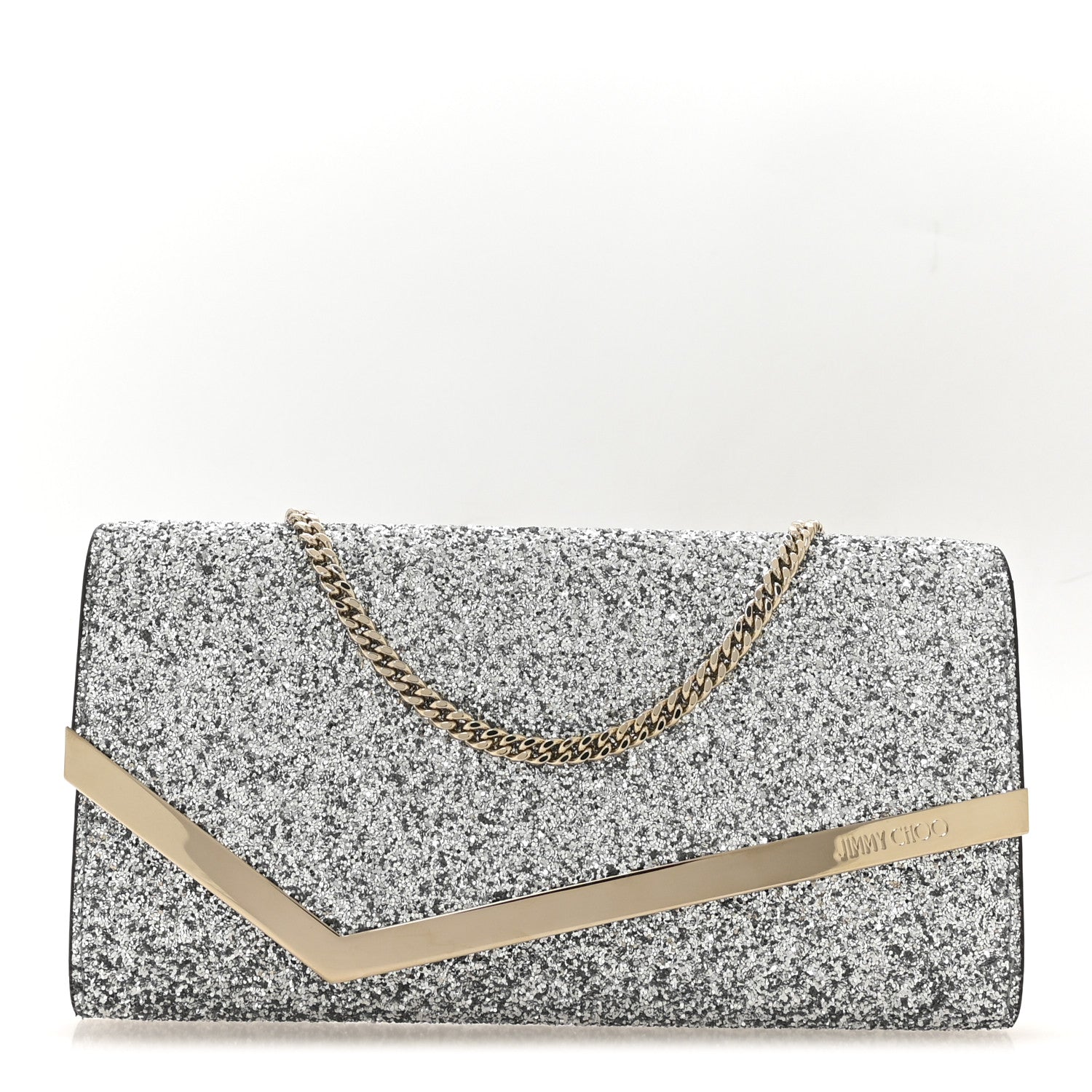 Jimmy Choo Glitter Emmie Clutch Silver 1 of 10