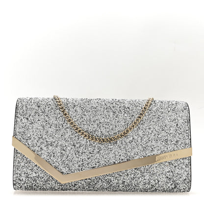 Jimmy Choo Glitter Emmie Clutch Silver 1 of 10