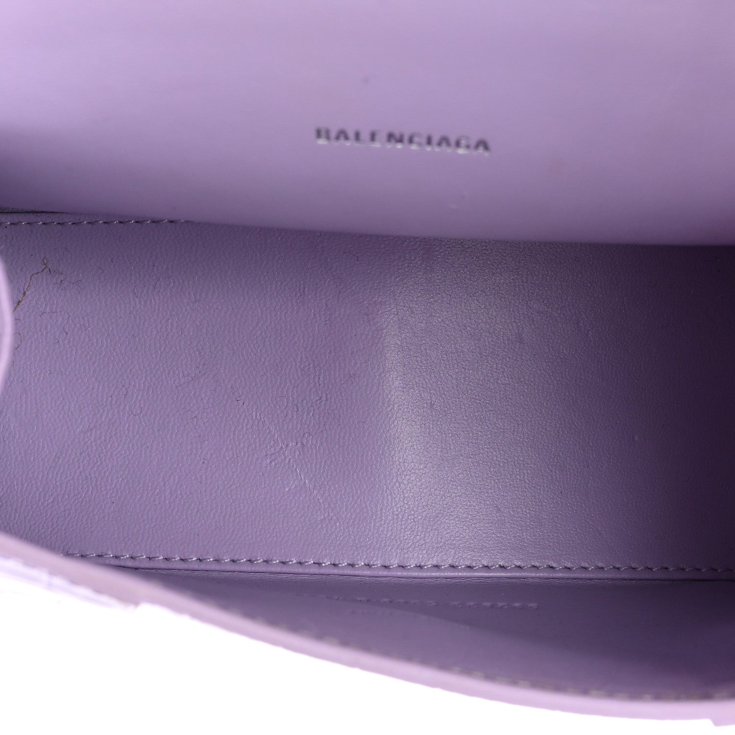 Balenciaga Shiny Calfskin Crocodile Embossed Hourglass Top Handle Bag XS Lilac 5 of 19