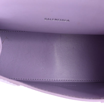 Balenciaga Shiny Calfskin Crocodile Embossed Hourglass Top Handle Bag XS Lilac 5 of 19