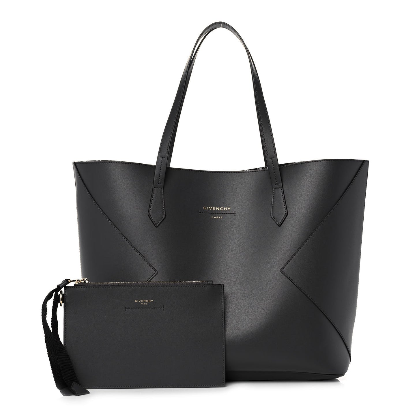 Smooth Calfskin Wing Shopper Tote Grey White