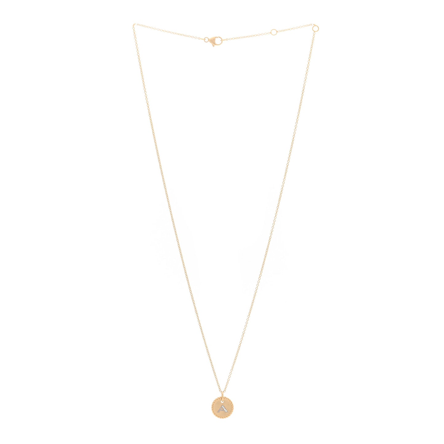 18K Yellow Gold Diamond Initial A Charm Necklace