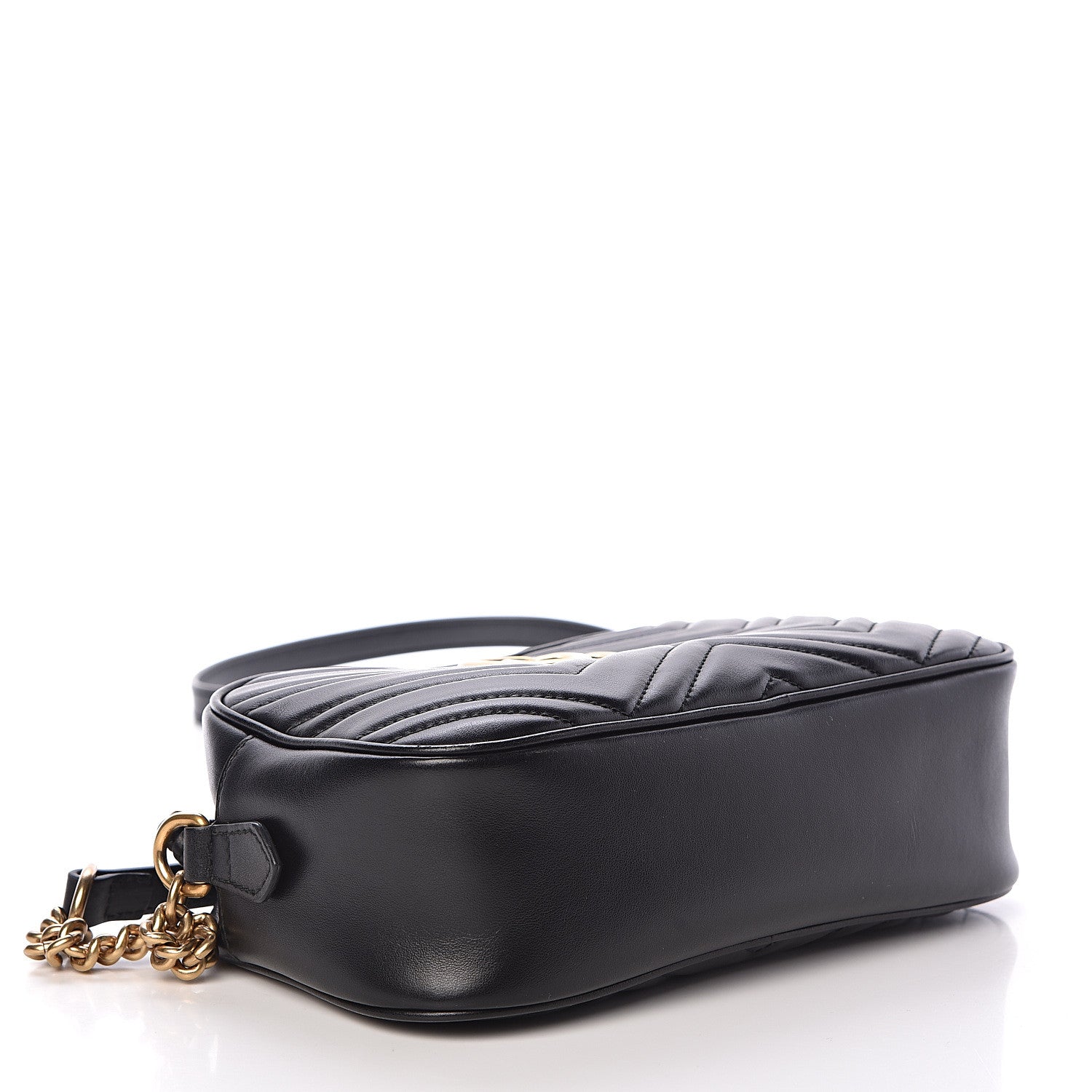 Gucci Calfskin Matelasse Small GG Marmont Chain Shoulder Bag Black 4 of 11