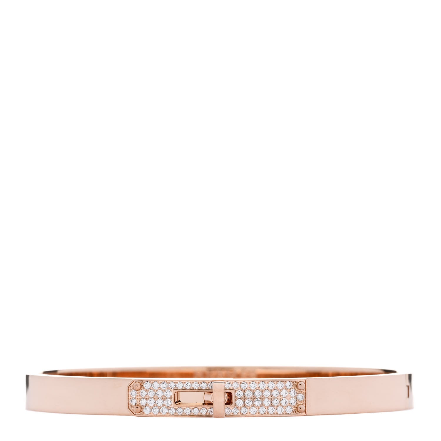 Hermes 18K Rose Gold Diamond PM Kelly Pave Bracelet SH 1 of 5