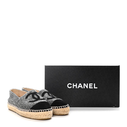 Chanel Tweed Velvet CC Espadrilles 36 Grey Black 14 of 14