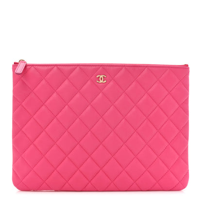 Chanel Lambskin Quilted Medium Cosmetic Case Dark Pink 1 of 10