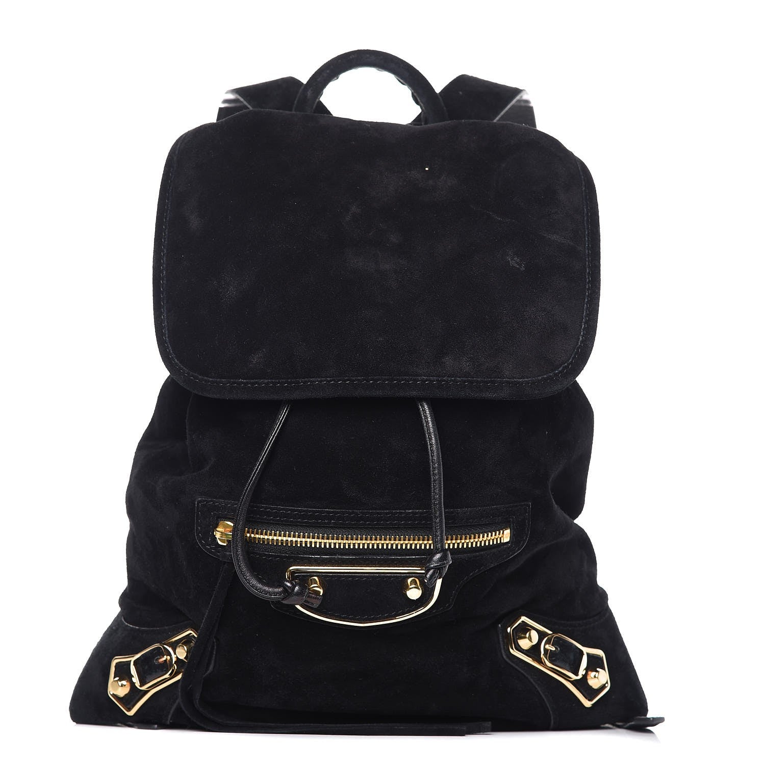 Balenciaga Baby Daim Suede Gold Metallic Edge Hardware Backpack Black 1 of 12