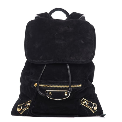Balenciaga Baby Daim Suede Gold Metallic Edge Hardware Backpack Black 1 of 12