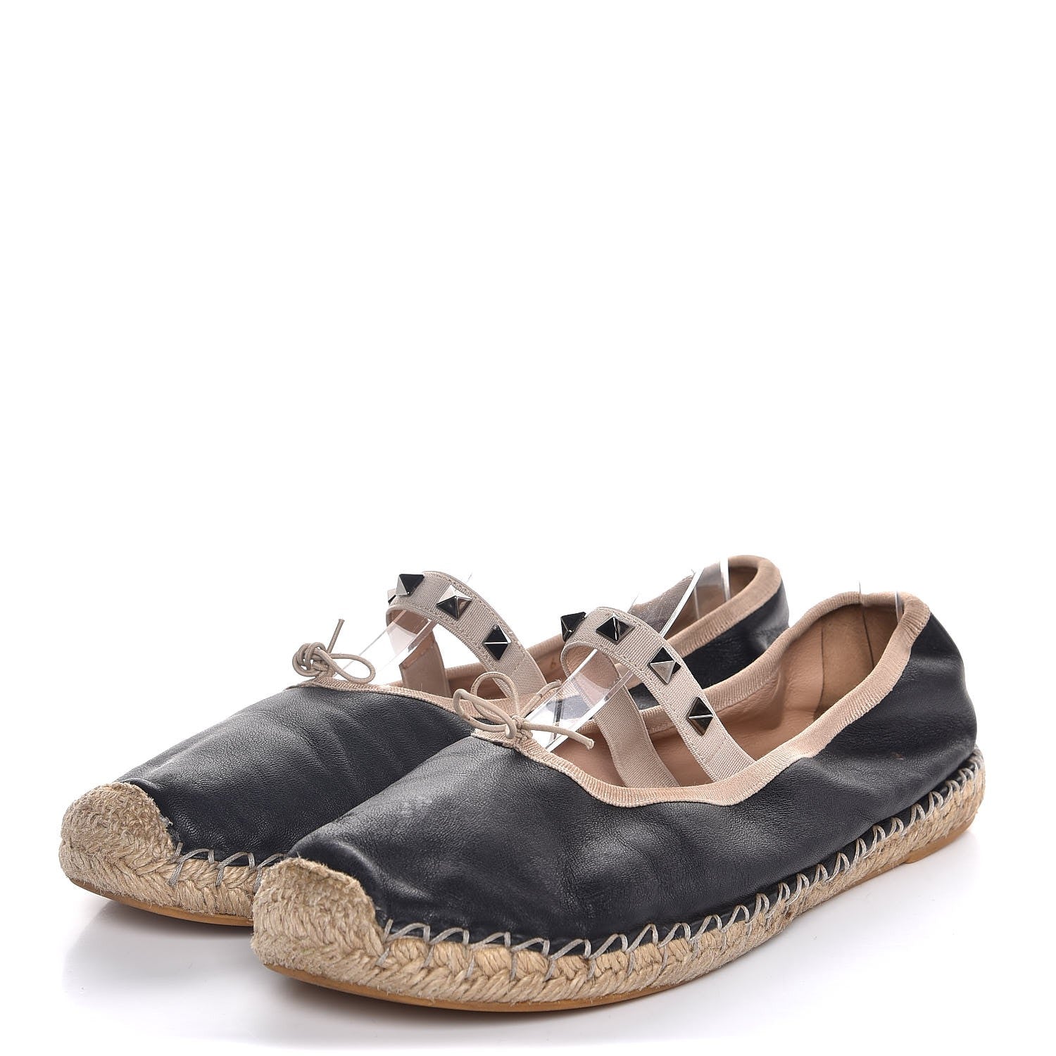 Valentino Garavani Nappa Rockstud Ballerina Espadrille Flats 39 Black 3 of 10