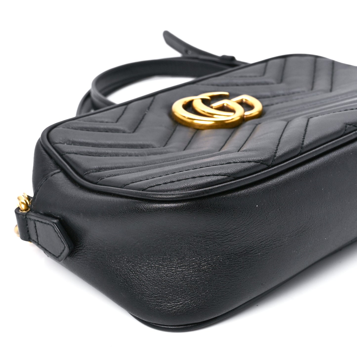 Calfskin Matelasse Small GG Marmont Chain Shoulder Bag Black