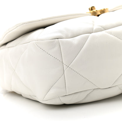 Chanel Goatskin Quilted Large Chanel 19 Flap White 9 of 10