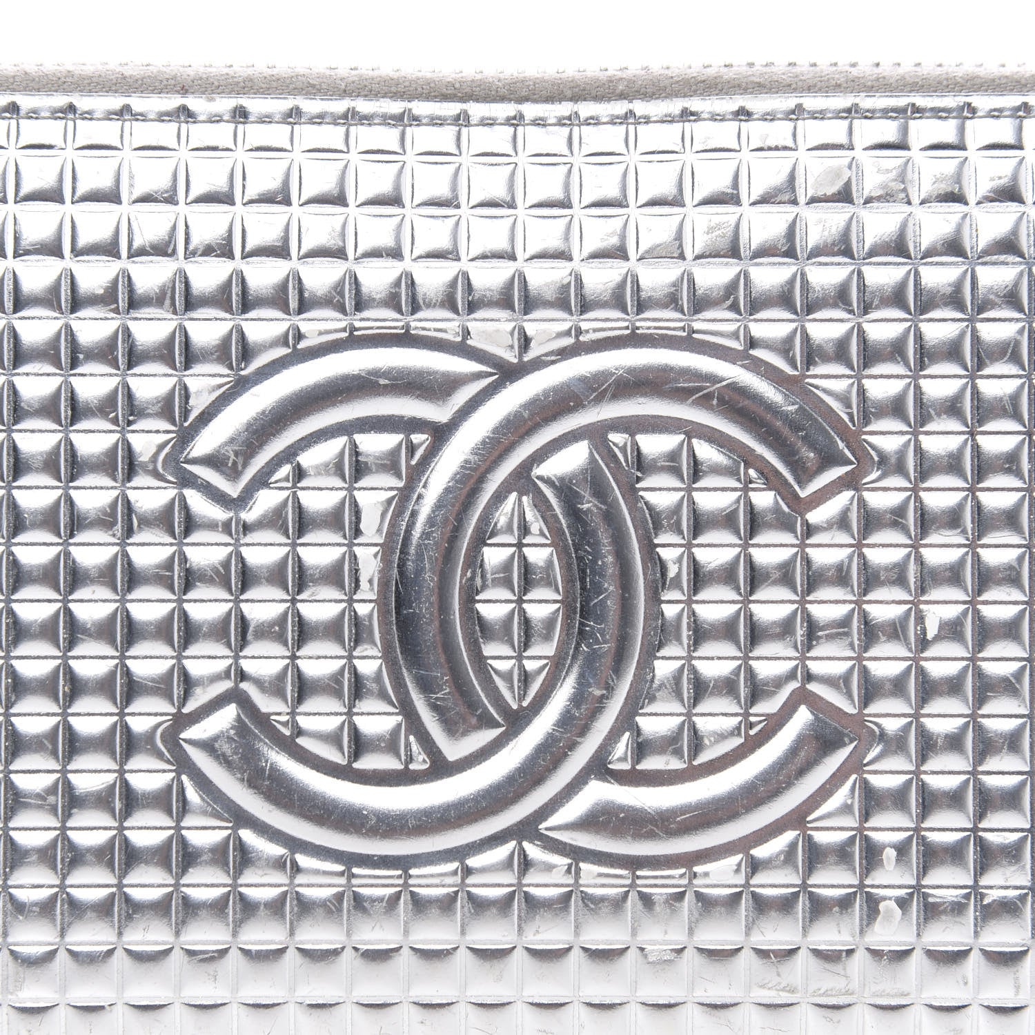 Chanel Patent Embossed CC Zip Around Wallet Silver 13 of 14