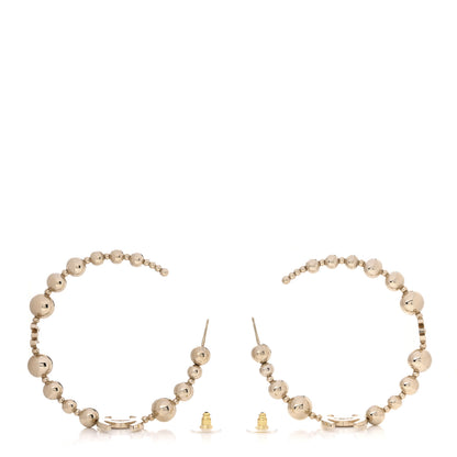 Chanel Metal Bead CC Hoop Earrings Gold 3 of 4