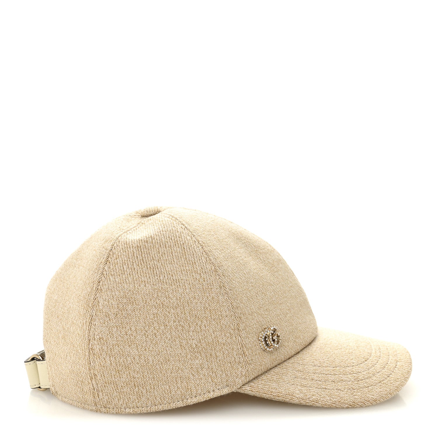 Gucci Wool Lame Double G Crystal Baseball Hat L Beige 1846540