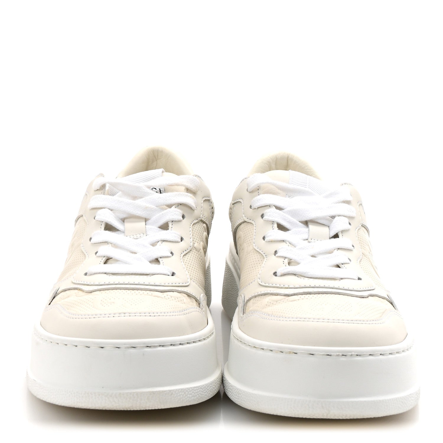 Gucci Calfskin GG Tennis Embossed Perforated Womens Platform 55mm Sneakers 38 Great White 3 of 10